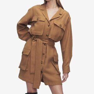 NWT: Anine Bing Kaiden Belted Utility Dress In Camel XS